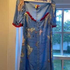 Staud Map-Print Mini Dress